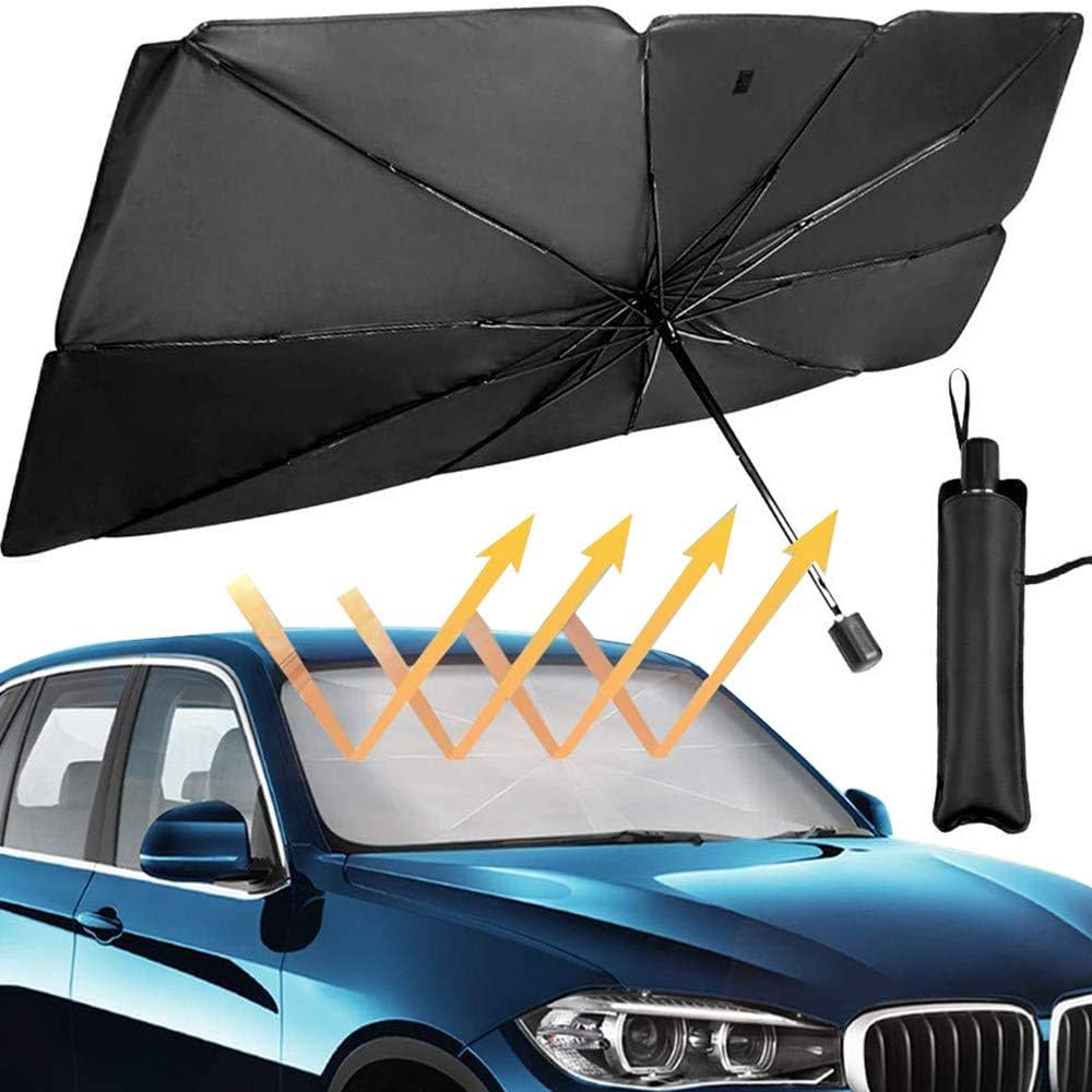 Car Sunshade Windshield Umbrella 360 Rotating Handle White