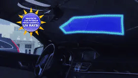 Car Sunshade Windshield Umbrella 360 Rotating Handle White